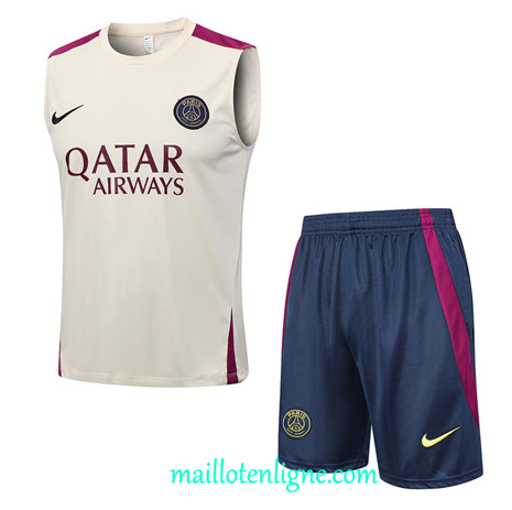 Thai Maillot Ensemble Paris Saint-Germain Debardeur Training 2023 2024 Kaki ML1130