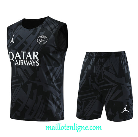 Thai Maillot Ensemble Paris Saint-Germain Debardeur Training 2023 2024 Noir ML1131