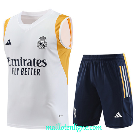 Thai Maillot Ensemble Real Madrid Debardeur Training 2023 2024 Blanc ML1154