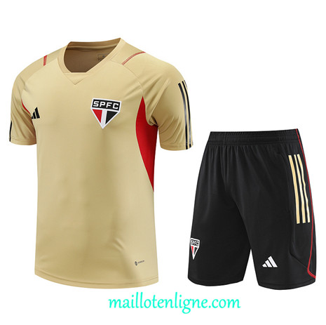 Thai Maillot Ensemble Sao Paulo + Short Training 2023 2024 Jaune ML1247