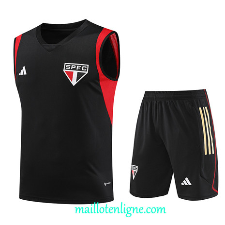 Thai Maillot Ensemble Sao Paulo Debardeur Training 2023 2024 Noir ML1254