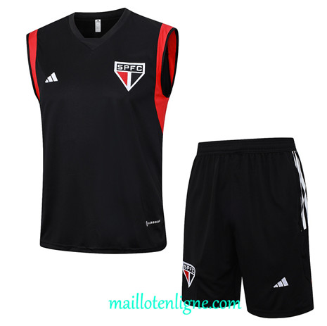 Thai Maillot Ensemble Sao Paulo Debardeur Training 2023 2024 Noir ML1255