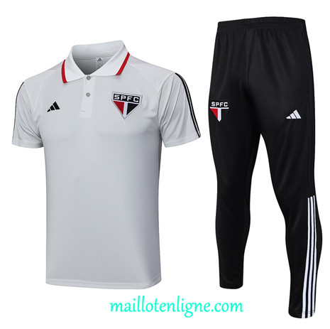 Thai Maillot Ensemble Sao Paulo Polo Training 2023 2024 Gris ML1258