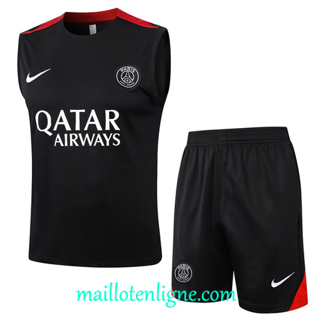 Thai Maillot Paris Saint-Germain Debardeur Training 2024 2025 noir ligne 120067
