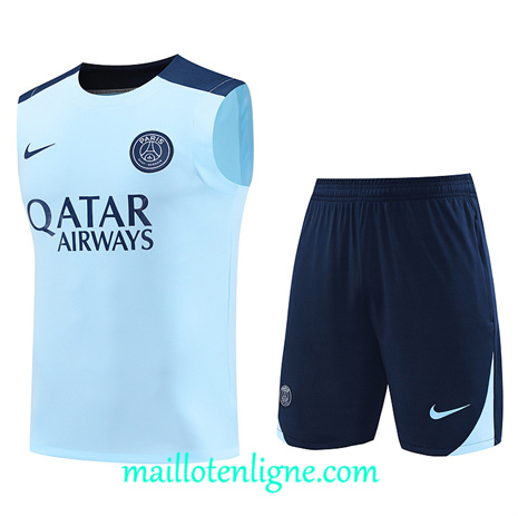 Thai Maillot Paris Saint-Germain Debardeur Training 2024 2025 bleu clair ligne 120075
