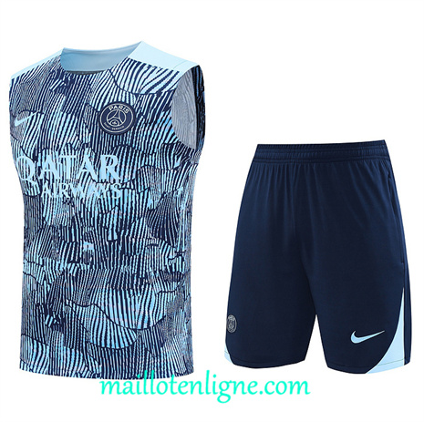 Thai Maillot Paris Saint-Germain Debardeur Training 2024 2025 Bleu ligne 120076