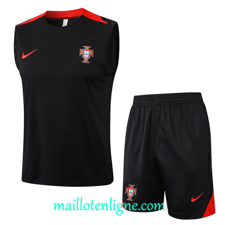 Thai Maillot Portugal Debardeur Training 2024 2025 noir ligne 120092