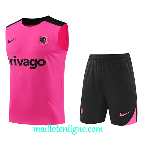 Thai Maillot Chelsea Debardeur Training 2024 2025 rose ligne 120101
