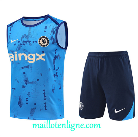 Thai Maillot Chelsea Debardeur Training 2024 2025 Bleu Ciel ligne 120104