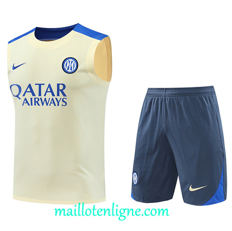 Thai Maillot Inter Milan Debardeur Training 2024 2025 jaune ligne 120116
