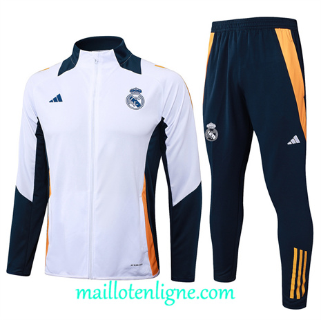 Thai Maillot Ensemble Real Madrid Veste Survetement Blanc 2024 2025 ligne 120582