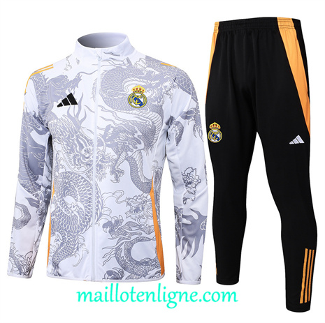 Thai Maillot Ensemble Real Madrid Veste Survetement Blanc 2024 2025 ligne 120583