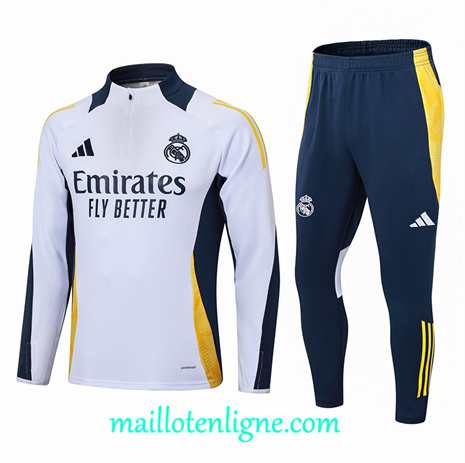 Thai Maillot Ensemble Real Madrid Enfant Survetement Blanc 2024 2025 ligne 120801