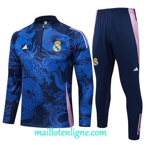 Thai Maillot Ensemble Real Madrid Enfant Survetement Bleu marine 2024 2025 ligne 120809