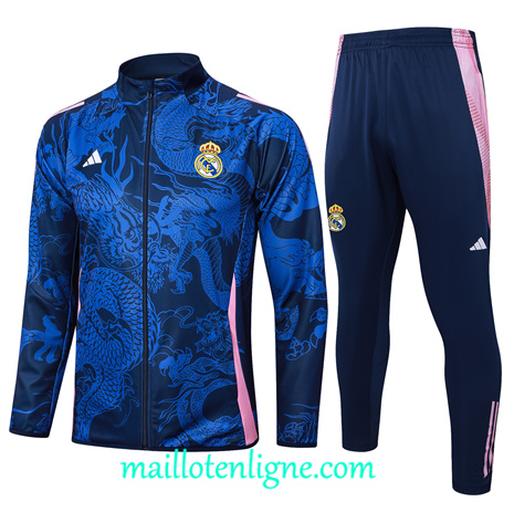 Thai Maillot Ensemble Real Madrid Enfant Veste Survetement Bleu marine 2024 2025 ligne 120816