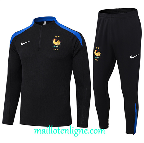 Thai Maillot Ensemble France Enfant Survetement noir 2024 2025 ligne 120859