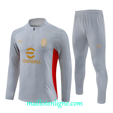 Thai Maillot Ensemble AC Milan Enfant Survetement Gris 2024 2025 ligne 120910