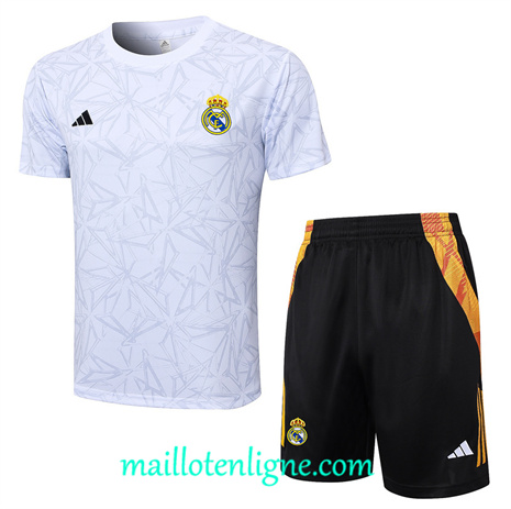 Thai Maillot Ensemble Real Madrid + Short Training Blanc 2024 2025 ligne 120960