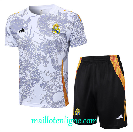 Thai Maillot Ensemble Real Madrid + Short Training Blanc 2024 2025 ligne 120962