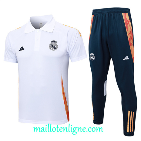Thai Maillot Ensemble Real Madrid Polo Training Blanc 2024 2025 ligne 120972