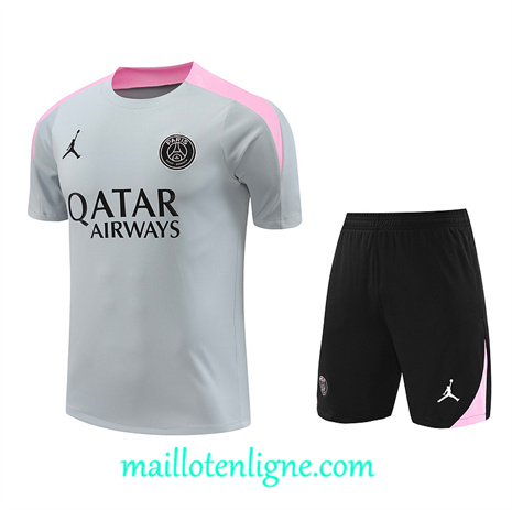 Thai Maillot Ensemble Paris Saint-Germain + Short Training Gris 2024 2025 ligne 120984