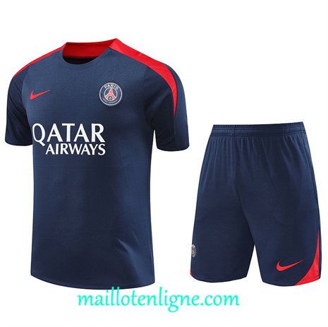 Thai Maillot Ensemble Paris Saint-Germain + Short Training bleu marine 2024 2025 ligne 120988