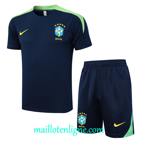 Thai Maillot Ensemble Brésil + Short Training bleu marine 2024 2025 ligne 120998