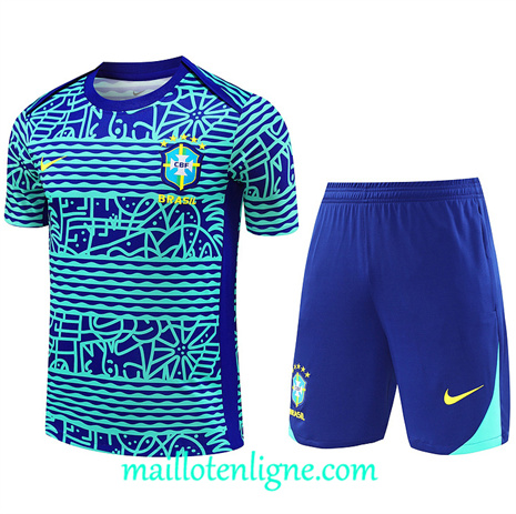 Thai Maillot Ensemble Brésil + Short Training bleu clair 2024 2025 ligne 121002