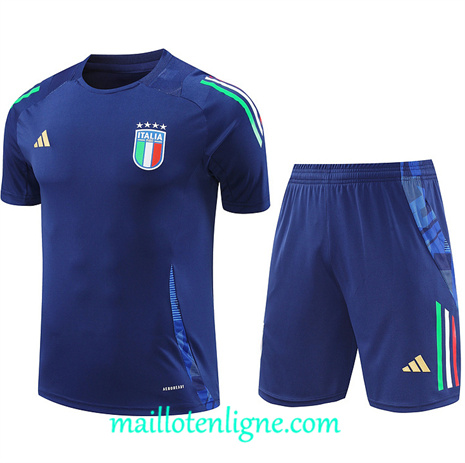 Thai Maillot Ensemble Italie + Short Training Bleu marine 2024 2025 ligne 121011
