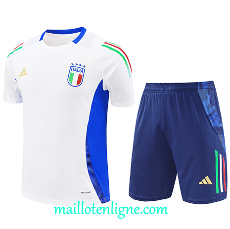 Thai Maillot Ensemble Italie + Short Training Blanc 2024 2025 ligne 121012