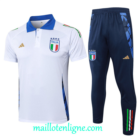 Thai Maillot Ensemble Italie Polo Training Blanc 2024 2025 ligne 121013
