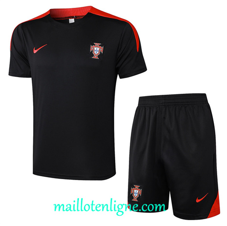 Thai Maillot Ensemble Portugal + Short Training noir 2024 2025 ligne 121019