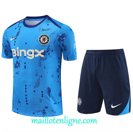 Thai Maillot Ensemble Chelsea + Short Training Bleu 2024 2025 ligne 121034