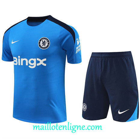 Thai Maillot Ensemble Chelsea + Short Training Bleu 2024 2025 ligne 121036
