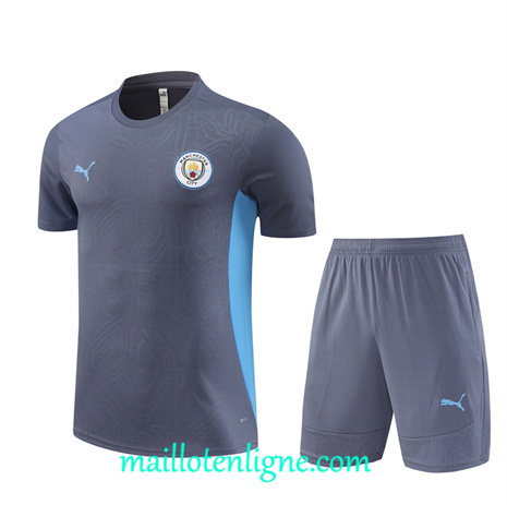 Thai Maillot Ensemble Manchester City + Short Training gris foncé 2024 2025 ligne 121039