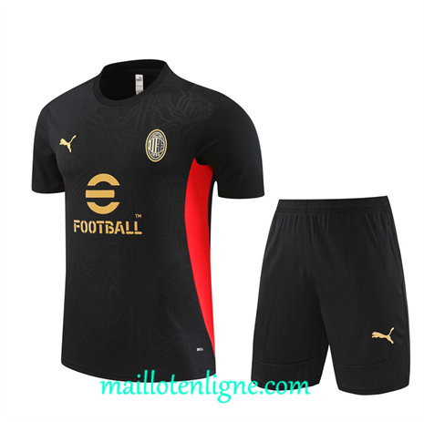 Thai Maillot Ensemble AC Milan + Short Training noir 2024 2025 ligne 121052