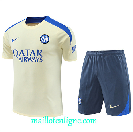 Thai Maillot Ensemble Inter Milan + Short Training jaune 2024 2025 ligne 121055