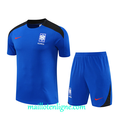 Thai Maillot Ensemble Corée Enfant + Short Training Bleu 2024 2025 ligne 121069