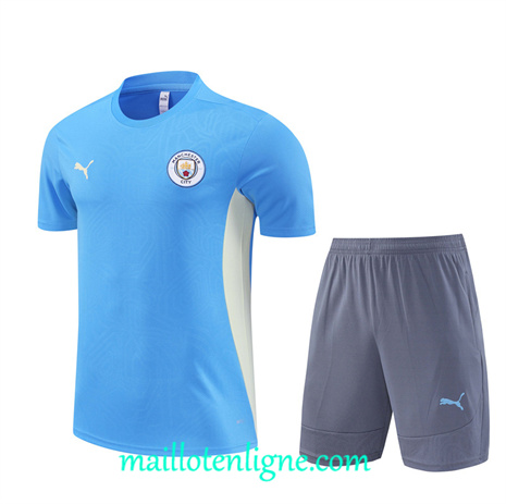 Thai Maillot Ensemble Manchester City Enfant + Short Training Bleu 2024 2025 ligne 121072