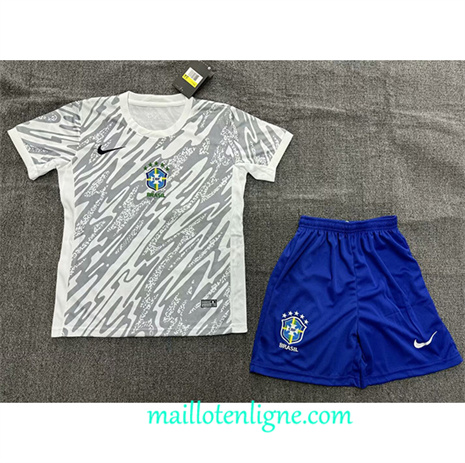 Thai Maillot Bresil Enfant Blanco 2024 2025 ligne 4132