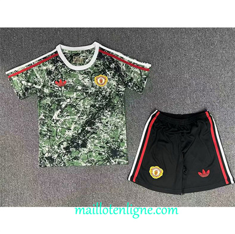 Thai Maillot Manchester United Enfant co-signé Vert/Gris 2024 2025 ligne 4155