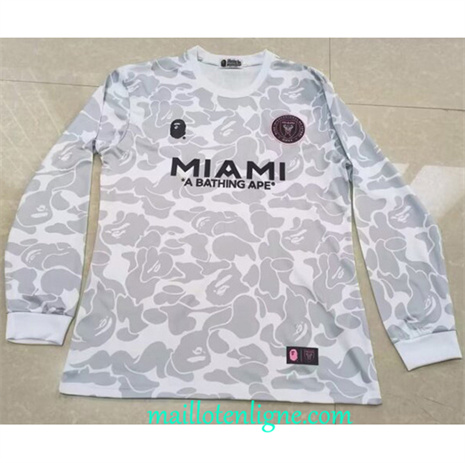 Thai Maillot Inter Miami Manche Longue Gris 2023 2024 ligne 4625