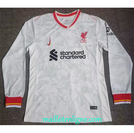 Thai Maillot Liverpool Blanc Manche Longue 2024 2025 ligne 4678