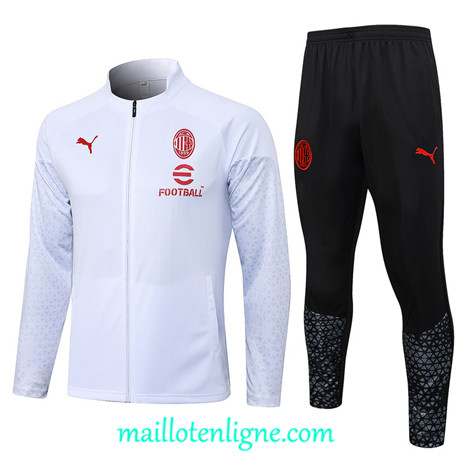 Thai Maillot Ensemble AC Milan Veste Survetement Blanc 2024 2025 ligne 4769