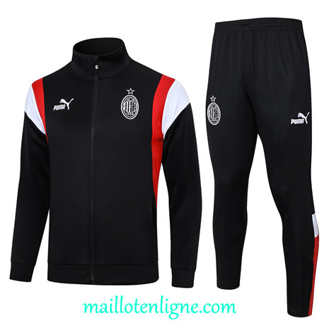 Thai Maillot Ensemble AC Milan Veste Survetement noir 2024 2025 ligne 4771