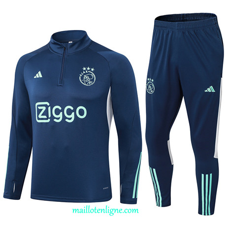 Thai Maillot Ensemble Ajax Survetement bleu royal 2024 2025 ligne 4776