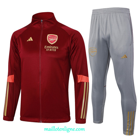 Thai Maillot Ensemble Arsenal Veste Survetement rouge foncé 2024 2025 ligne 4785