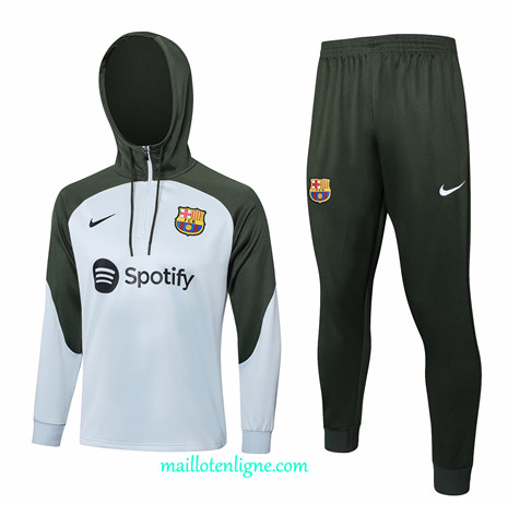 Thai Maillot Ensemble Barcelone Survetement à capuche gris clair 2024 2025 ligne 4807