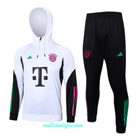 Thai Maillot Ensemble Bayern Munich Survetement à capuche Blanc 2024 2025 ligne 4809