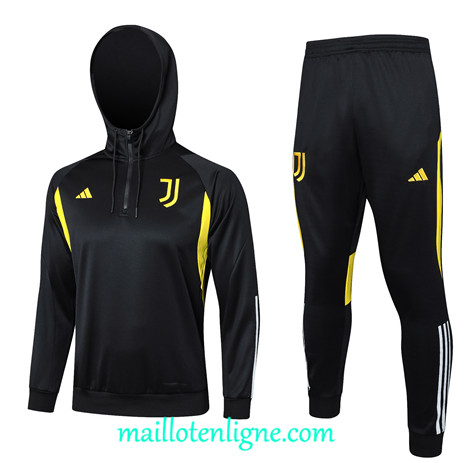 Thai Maillot Ensemble Juventus Survetement à capuche noir 2024 2025 ligne 4836